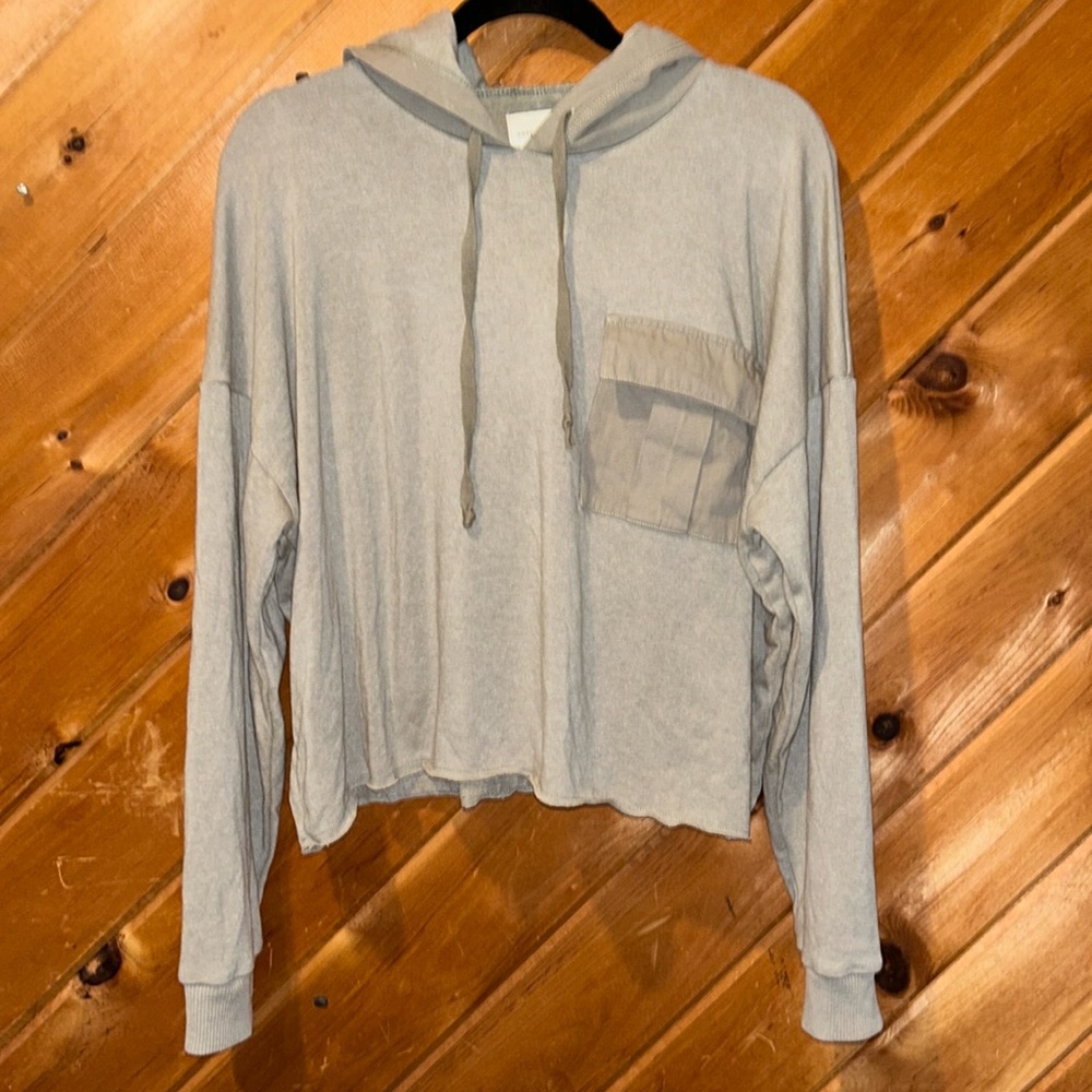 American eagle pocket crop hooded army green sweatshirt - Picture 2 of 6